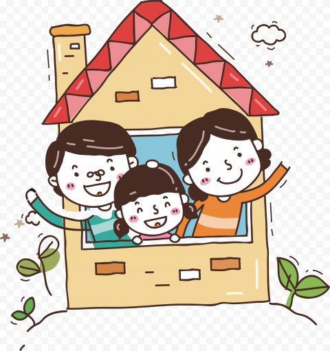 Family inside the house art, Family, family, food, people, cartoon