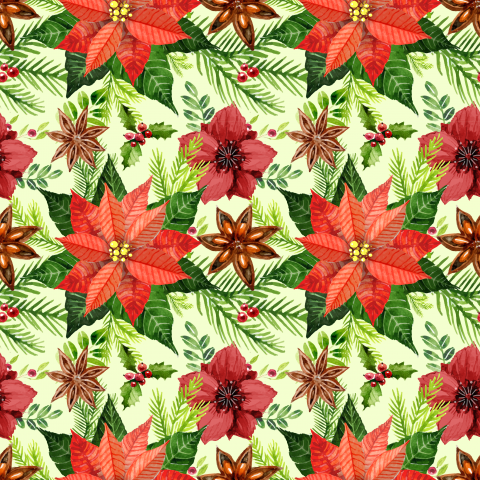 Poinsettia Flower Christmas, Red poinsettia seamless background material, leaf, textile, happy Birthday