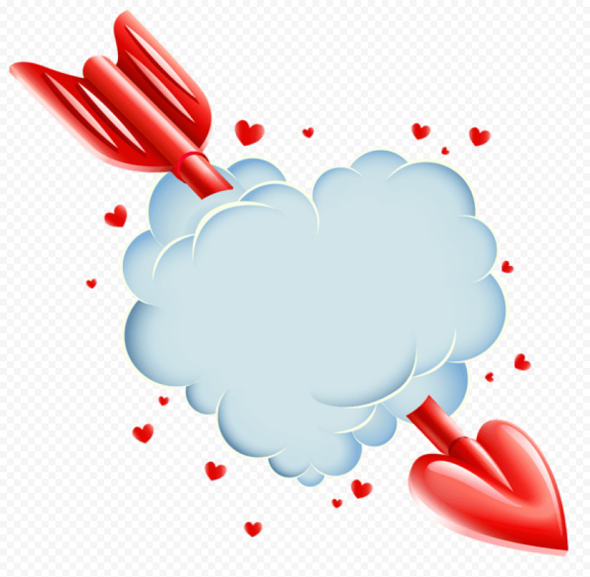valentines day cloud heart with arrow transparent For free 