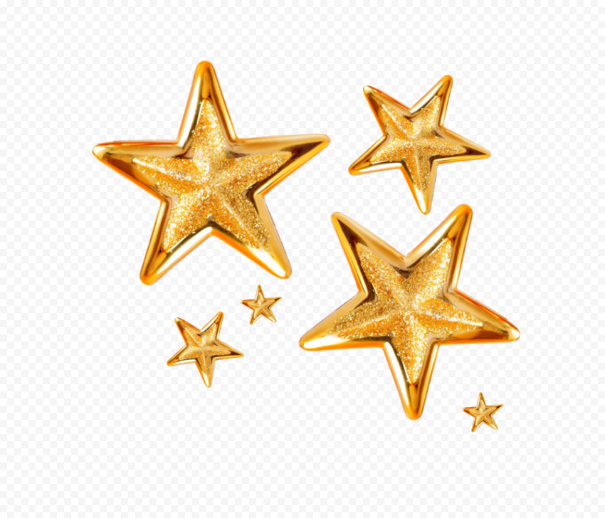 Download png image Christmas Gold Stars Thumbnail Effect 3D 