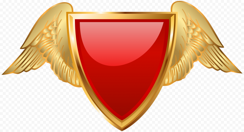 Badge, Badge with Wings Red, heart, gold