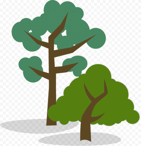 stylized illustration of one tall and one short tree tall tree short tree