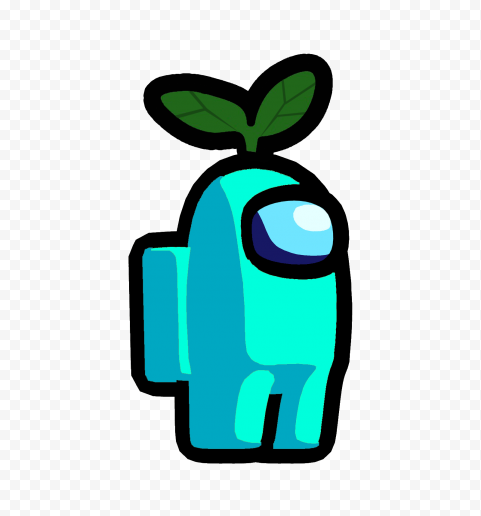 among us blue with leaf png image
