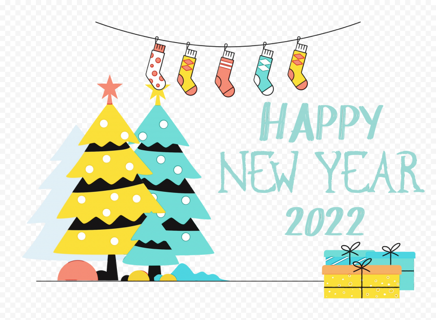 Happy new year 2022 Christmas Tree, bauble, png