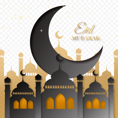 Textured Black Gold Paper Cut Ramadan Moon Free PNG