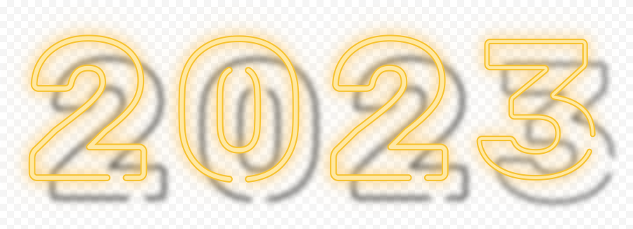 HD 2023 Yellow Neon Text Logo PNG