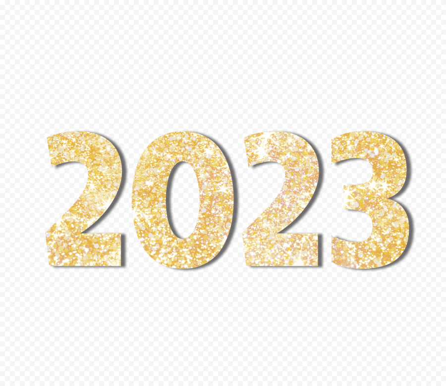 2023 Gold New Year Glitter Font Free PNG