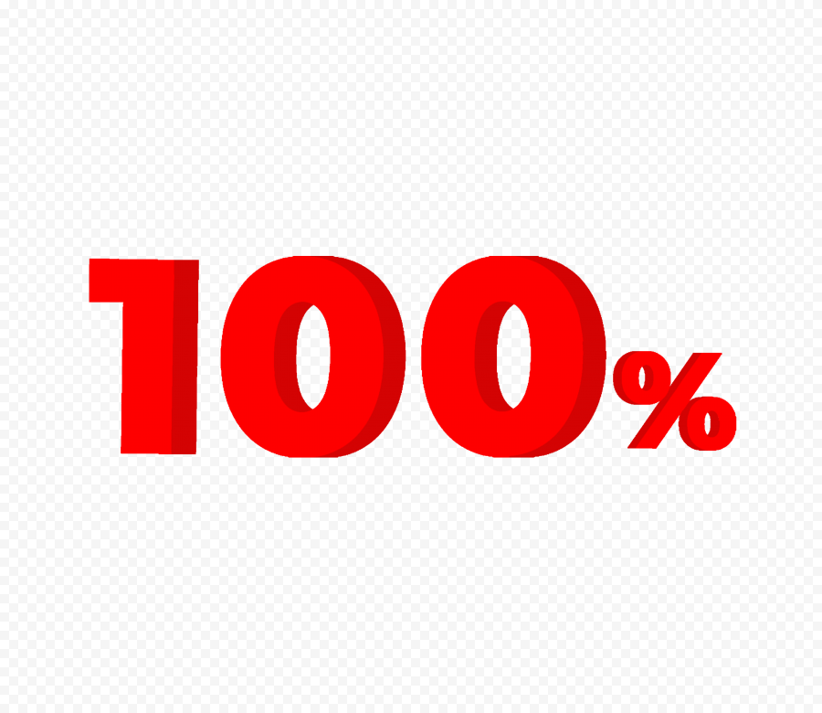 100 Percent 3d Red Number Text PNG