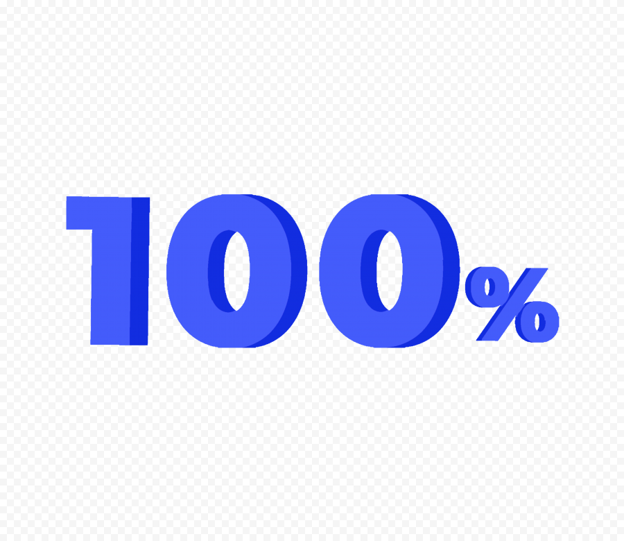 100% Blue 3D HD One Hundred Percent Text PNG