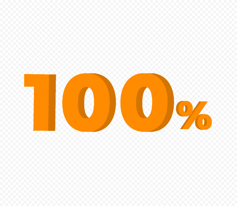 100% Orange 3D HD One Hundred Percent Text PNG