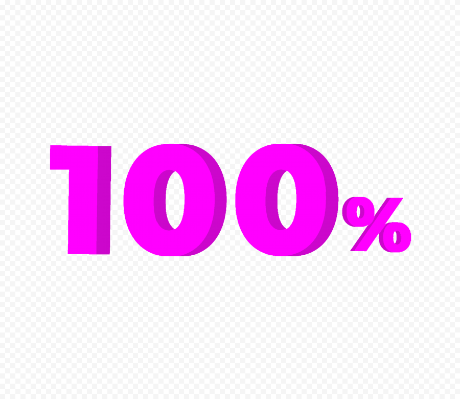100% Purple 3D HD One Hundred Percent Text PNG