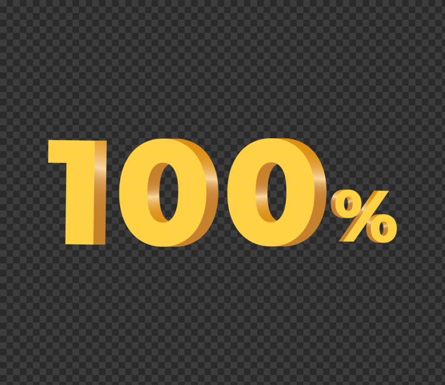 100% Yellow 3D HD One Hundred Percent Text PNG