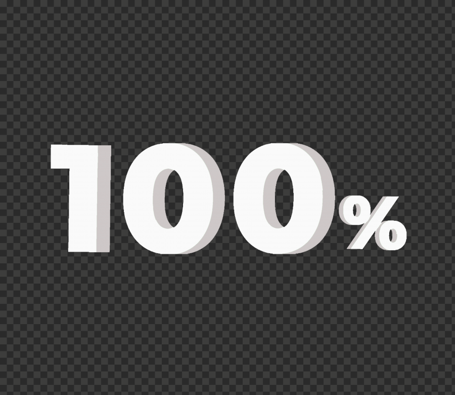 100 Percent 3d White Number Text PNG