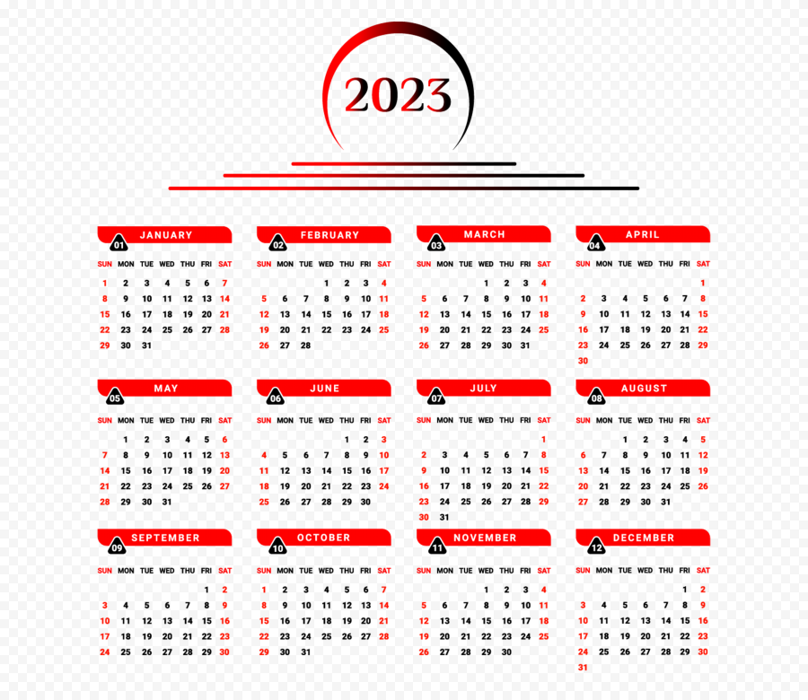 Red Calendar 2023 PNG Image
