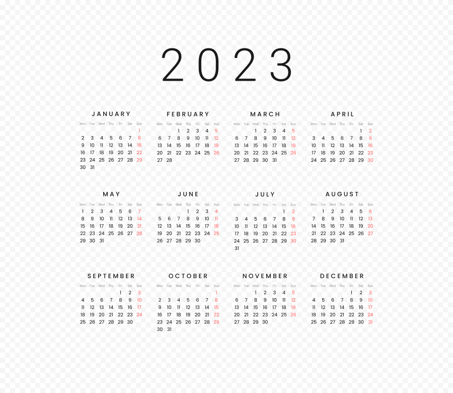 2023 Calendar PNG Simple Style