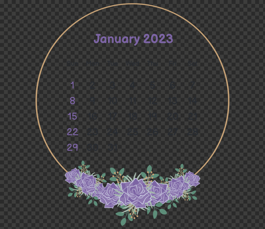 january 2023 Calendar  Download PNG