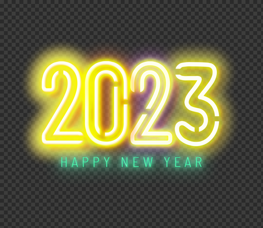 2023 Yellow Font Neon Sign HD PNG