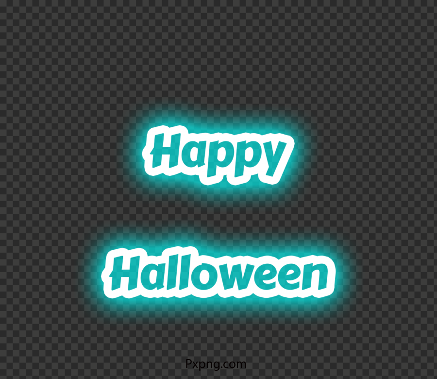 Blue Glowing Neon Happy Halloween Text Logo HD PNG
