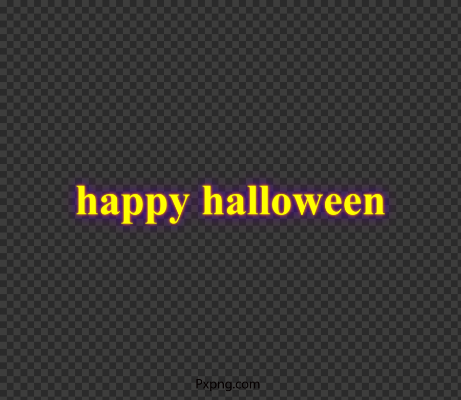 Yellow Glowing Neon Happy Halloween Text Logo HD PNG