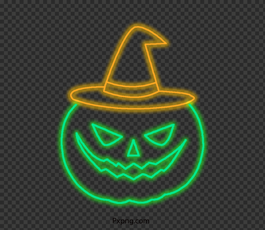 HD Halloween Neon Pumpkin Monster Transparent Background