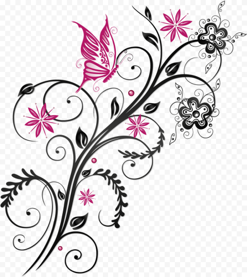 butterfly floral flower ornament download hq png clipart