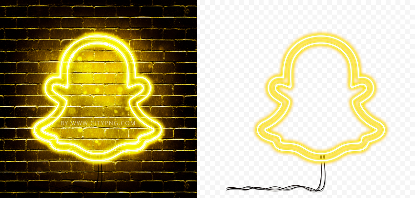 HD Snapchat Yellow Neon Glowing Logo PNG