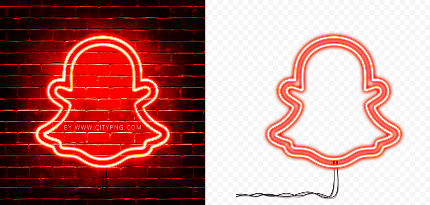 HD Snapchat Red Neon Glowing Logo PNG