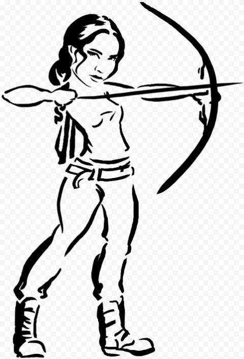 Archer, Katniss, Hunger, Bow, Games, Drawing, Arrow   Katniss Everdeen Cartoon Drawing, HD Png