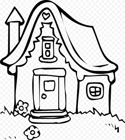 Drawing House Coloring Book Line Art Cottage   Drawing Cartoon Houses Greatest Line Drawing, HD Png Download