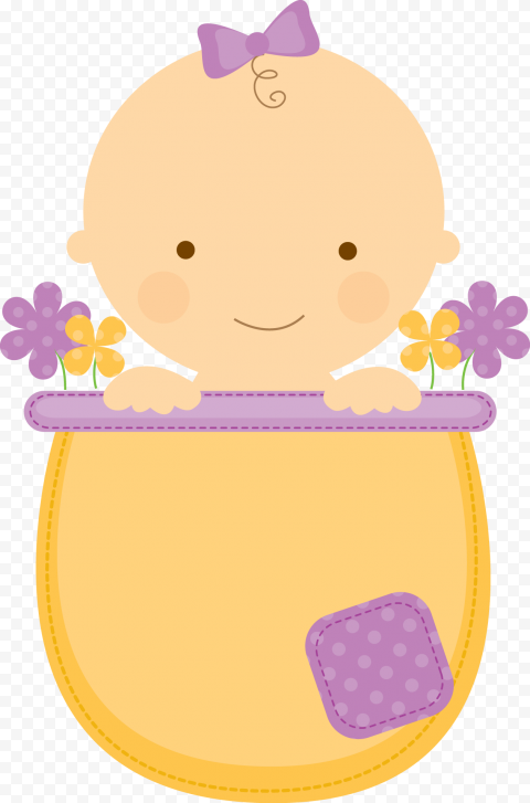 Babyinflowerpot Purple   Baby Girl Clipart, HD Png Download
