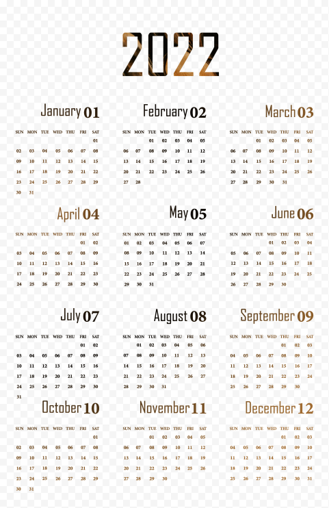 Brown Calendar 2022 PNG