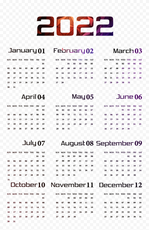 Vector Calendar 2022