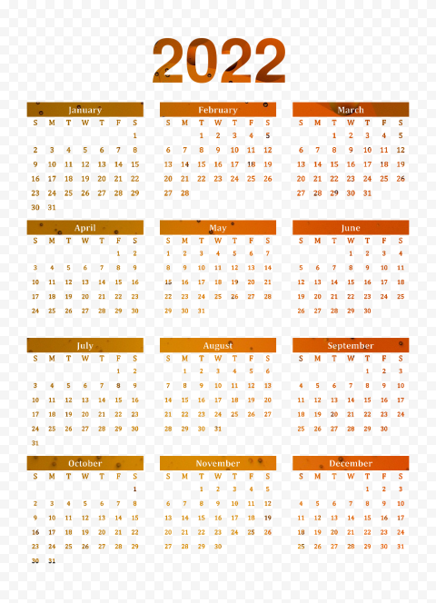 Golden Calendar 2022 PNG