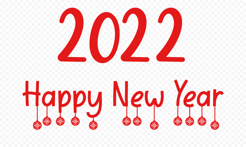 HD 2022 Happy New Year Red Text Logo PNG