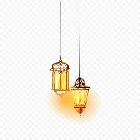 Lighting Islam, Beautiful watercolor Islamic lighting, two hanging lamps, watercolor Painting, watercolor Leaves, lantern png