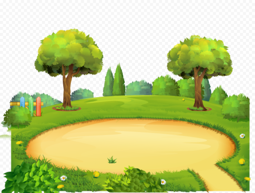 Park Playground Cartoon, Amusement park background, open field illustration, leaf, landscape, computer Wallpaper png