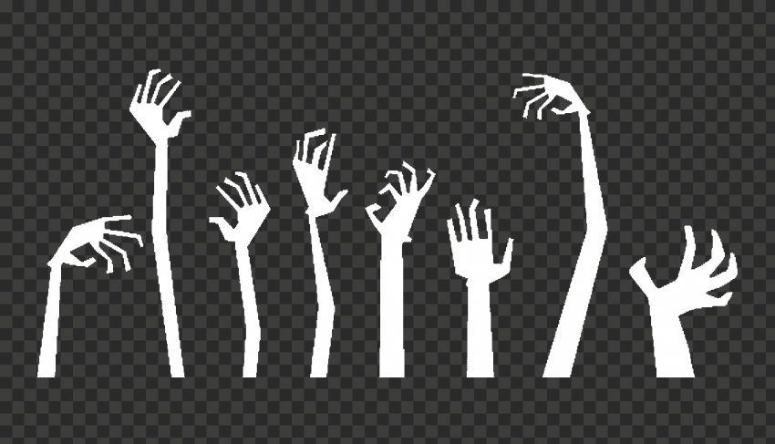 Halloween White Hands Zombie Monster Silhouettes HD PNG