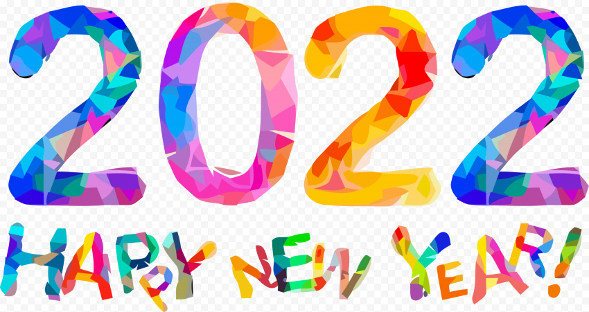 Happy 2022 New Year Colorful Text Design HD PNG