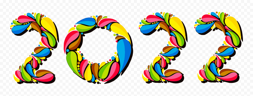 Colorful 2022 New Year Text HD PNG