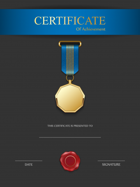 Template Academic certificate Résumé, Black with Blue Certificate Template, Certificate of Achievement poster, product, graphic Designer png