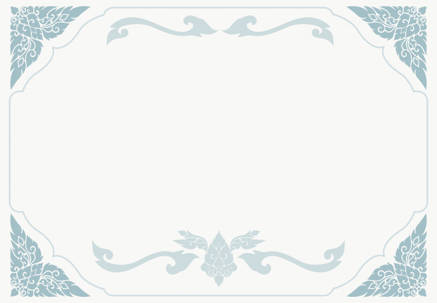The arts, Blue and White Certificate Template, gray floral background, border, blue png