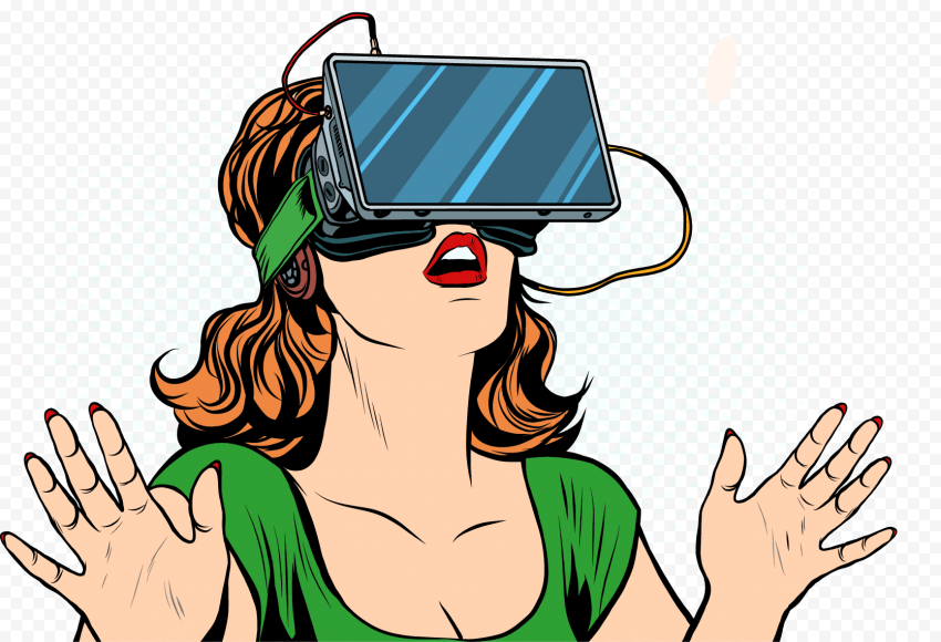 Virtual reality headset Immersion Oculus Rift, augmented reality, video Game, cartoon, woman png