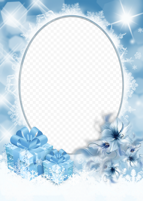 Blue Christmas Frame PNG File
