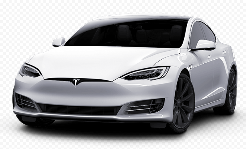 White Tesla Car PNG Transparent