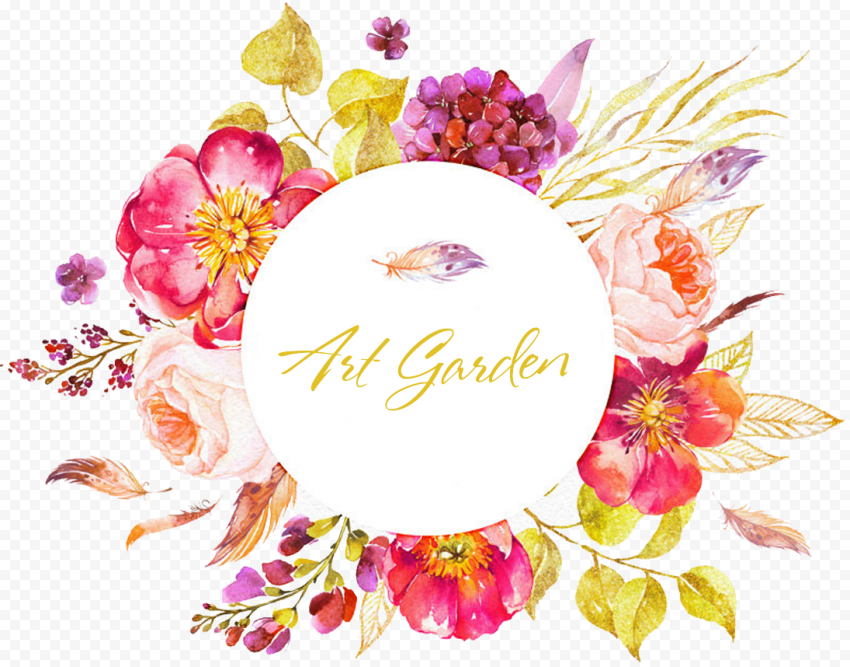 Blooming Floral Circle Border PNG Photos