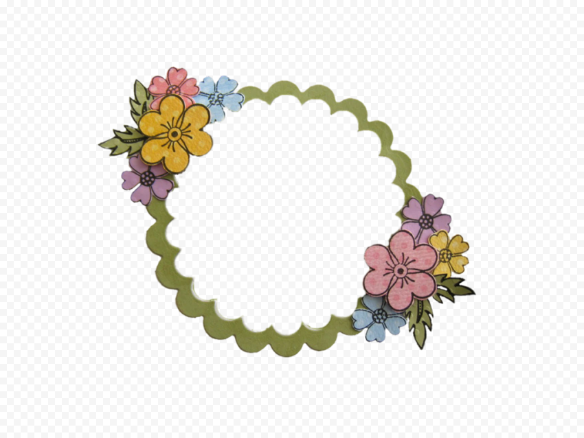 Drawing Floral Circle Border Frame PNG Transparent Image