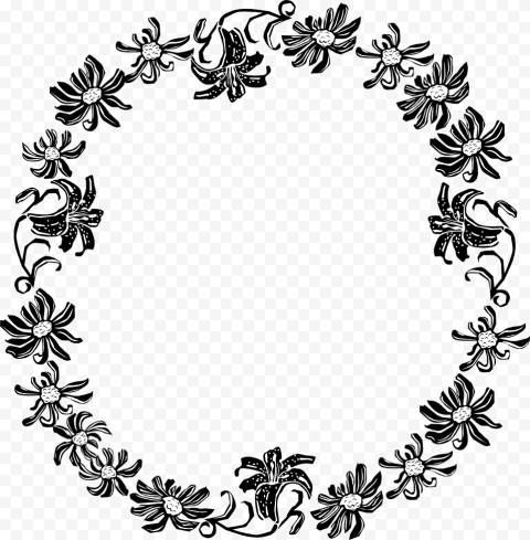 Floral Circle Border Frame PNG File