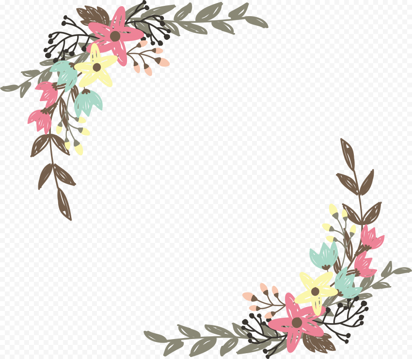 Flower Border Vector PNG Isolated Clipart