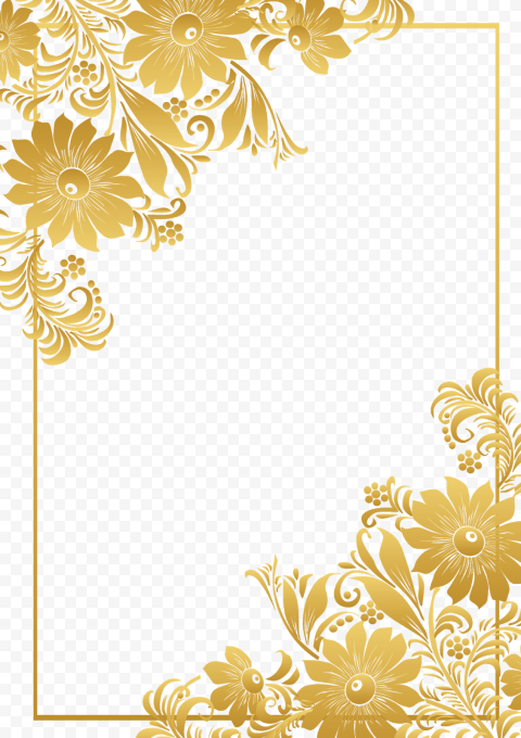 Golden Flower Border Frame Transparent PNG