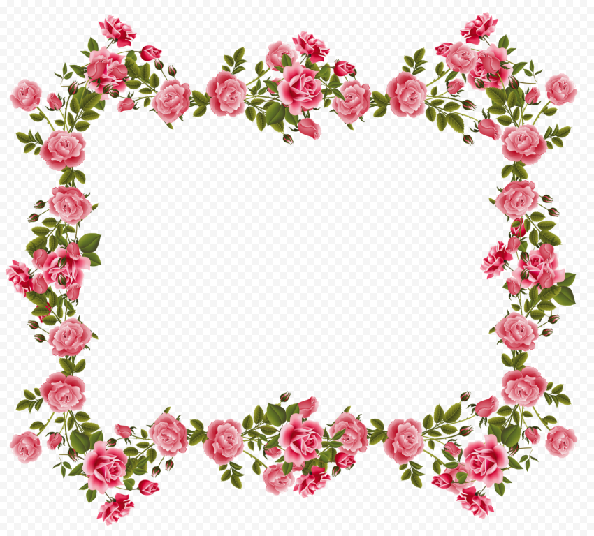 Romantic Pink Flower Border PNG Image